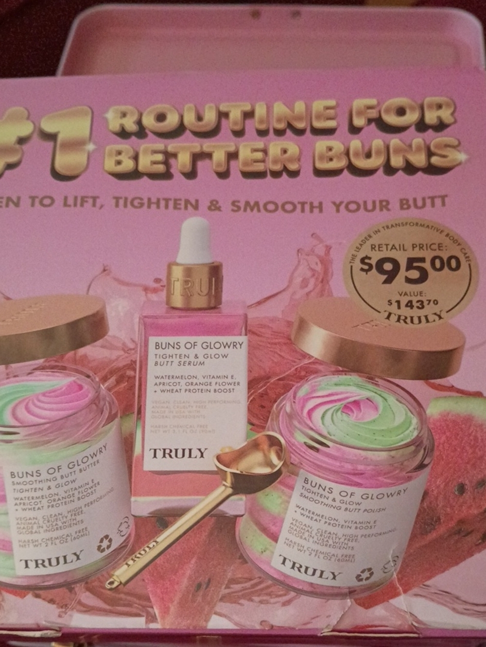 TRULY Buns of Glow Trio - Pink & Mint Swirl BodyPolish , Butter And Serum